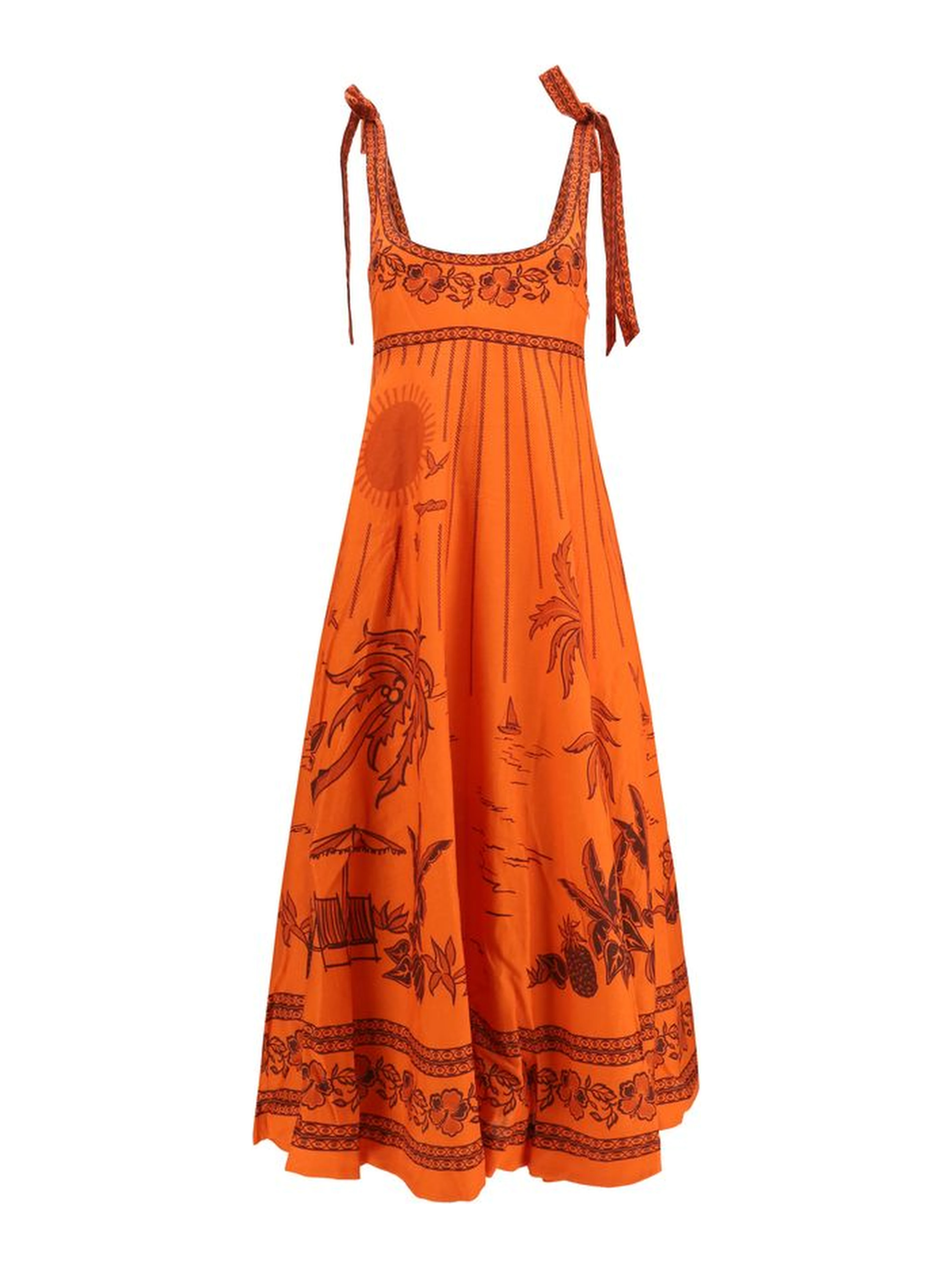 Orange Linen Casual Dress
