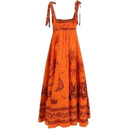 Orange Linen Casual Dress