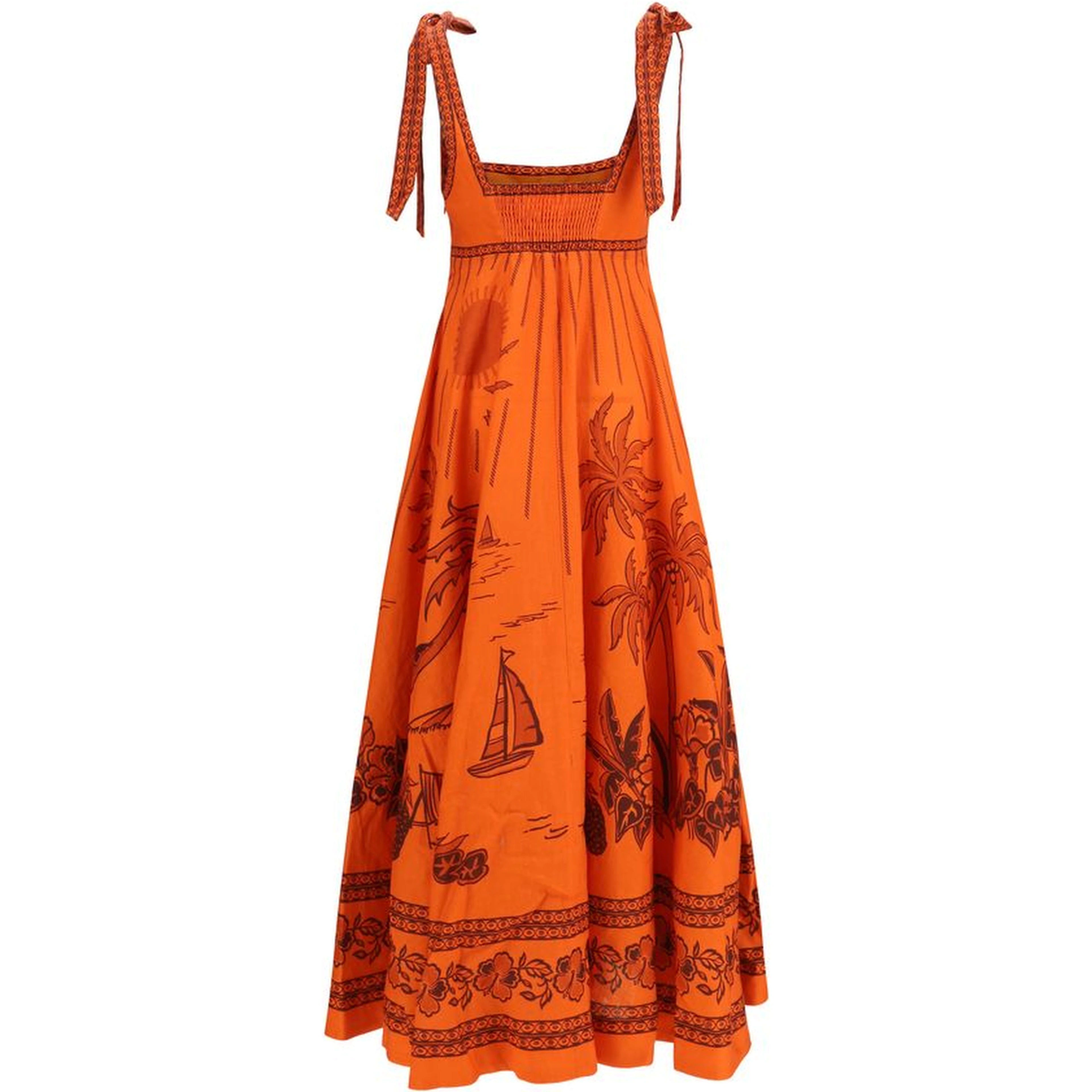 Orange Linen Casual Dress