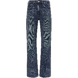 Blue Cotton Bootcut Jeans