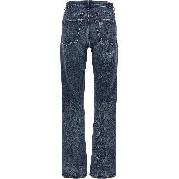 Blue Cotton Bootcut Jeans
