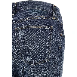 Blue Cotton Bootcut Jeans
