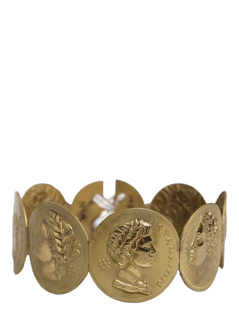 Gold Tone Brass Coin Metal Waist Cintura Belt