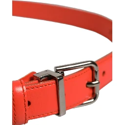 Red Leather Silver Metal Buckle Cintura Belt