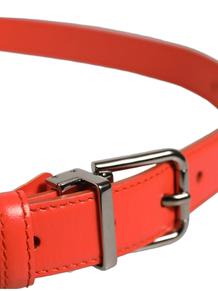 Red Leather Silver Metal Buckle Cintura Belt