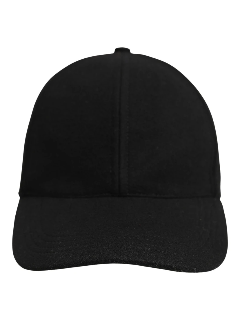Men Black Wool Baseball Cap 6 Panels Hat
