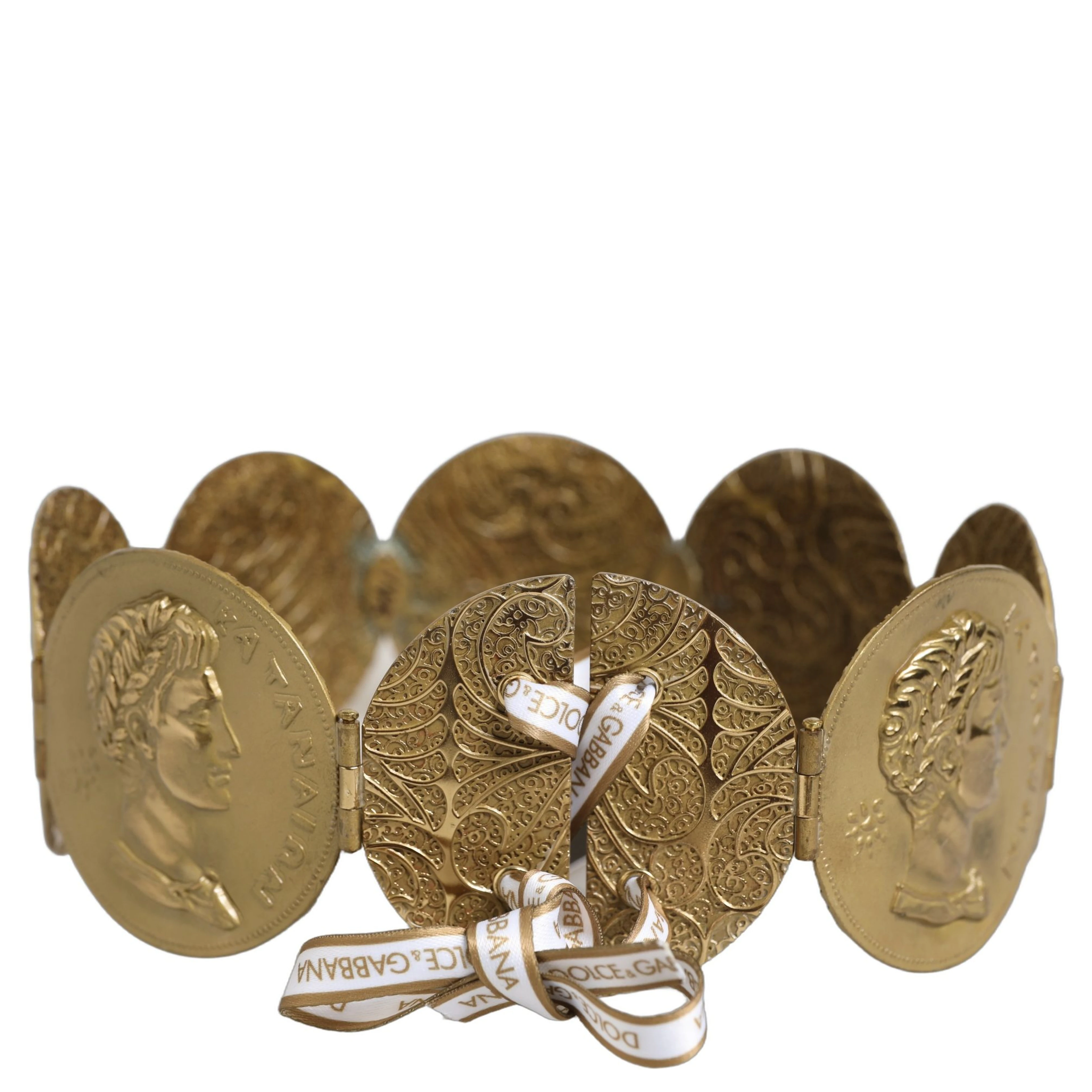 Gold Tone Brass Coin Metal Waist Cintura Belt