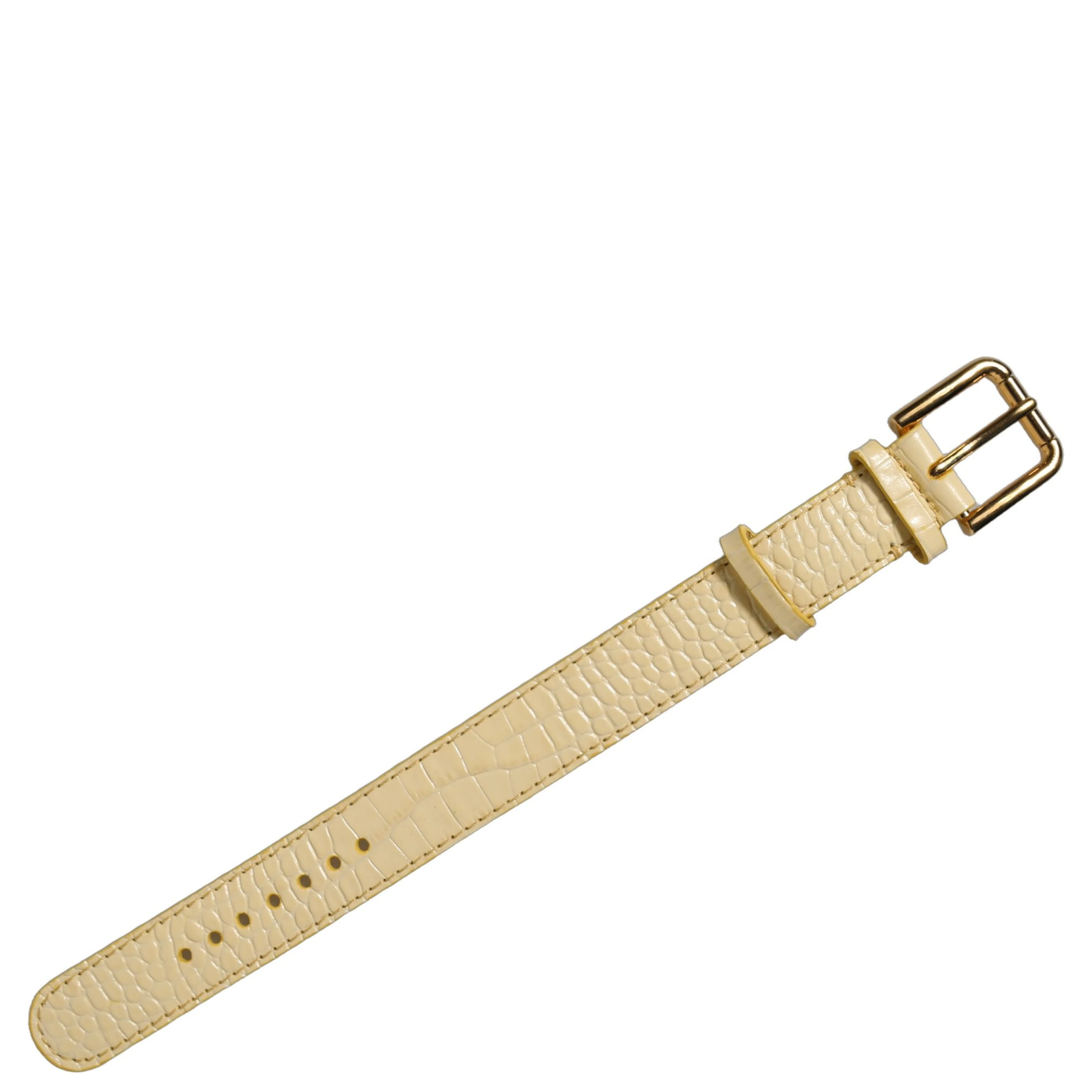 Beige Embossed Leather Gold Buckle Belt Strap Bracelet