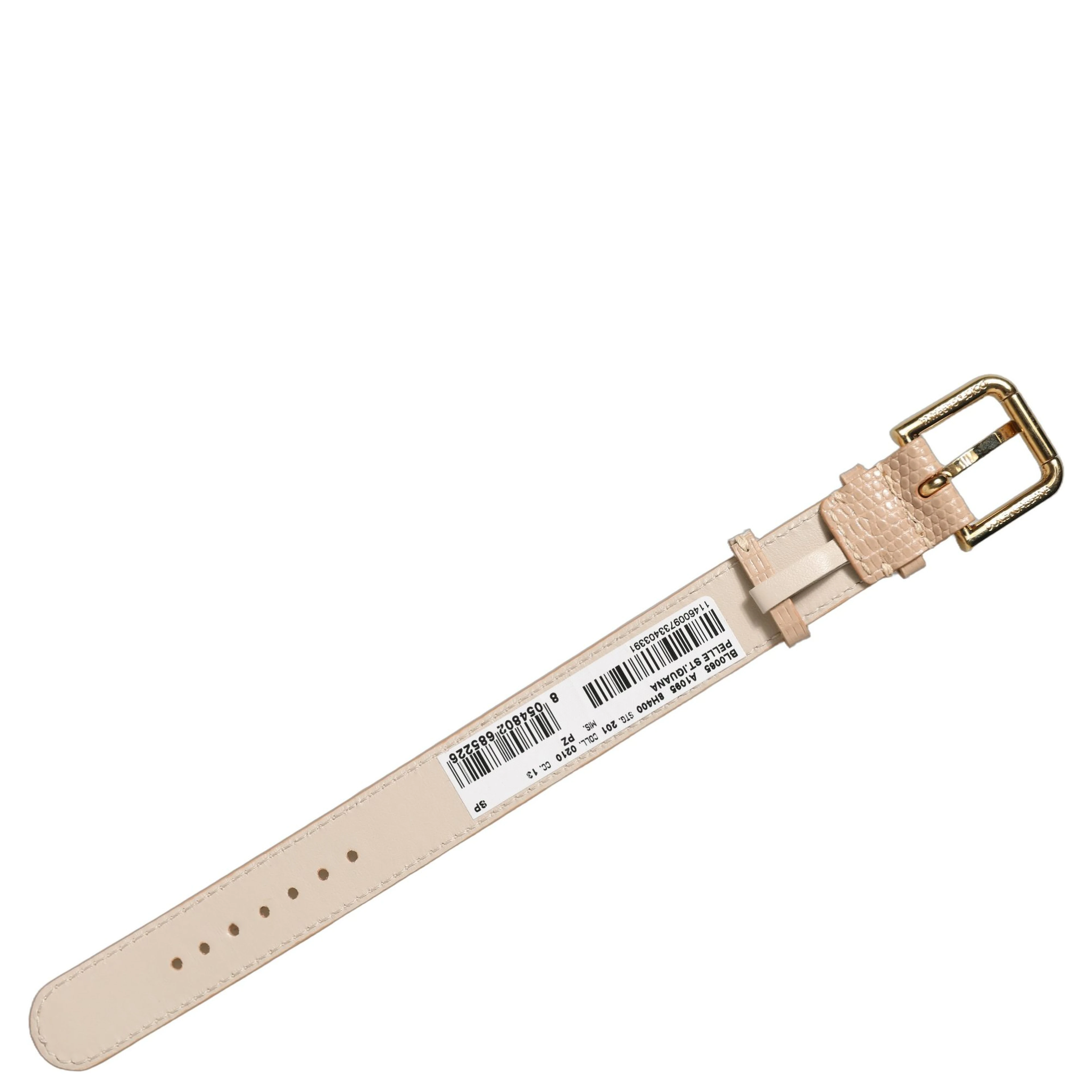Beige Textured Leather Gold Buckle Belt Strap Bracelet