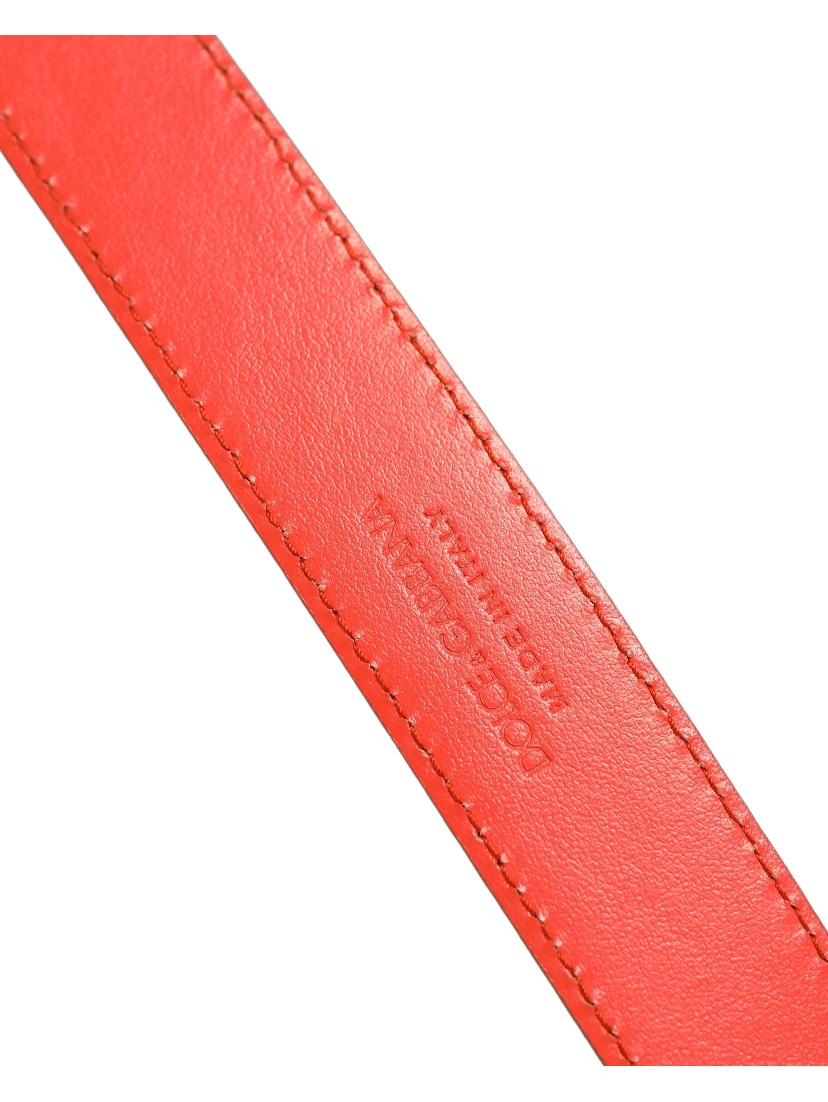 Red Leather Silver Metal Buckle Cintura Belt
