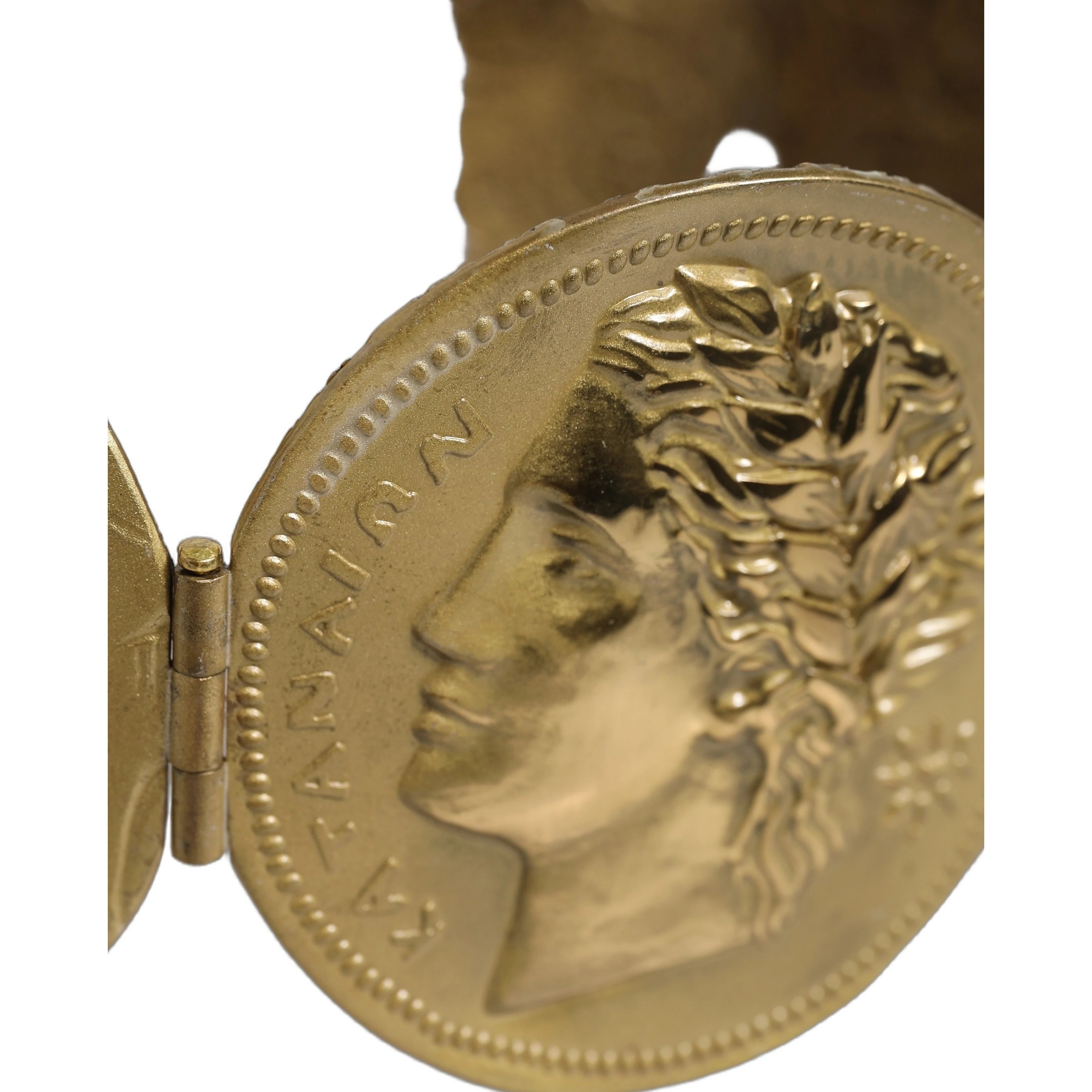 Gold Tone Brass Coin Metal Waist Cintura Belt