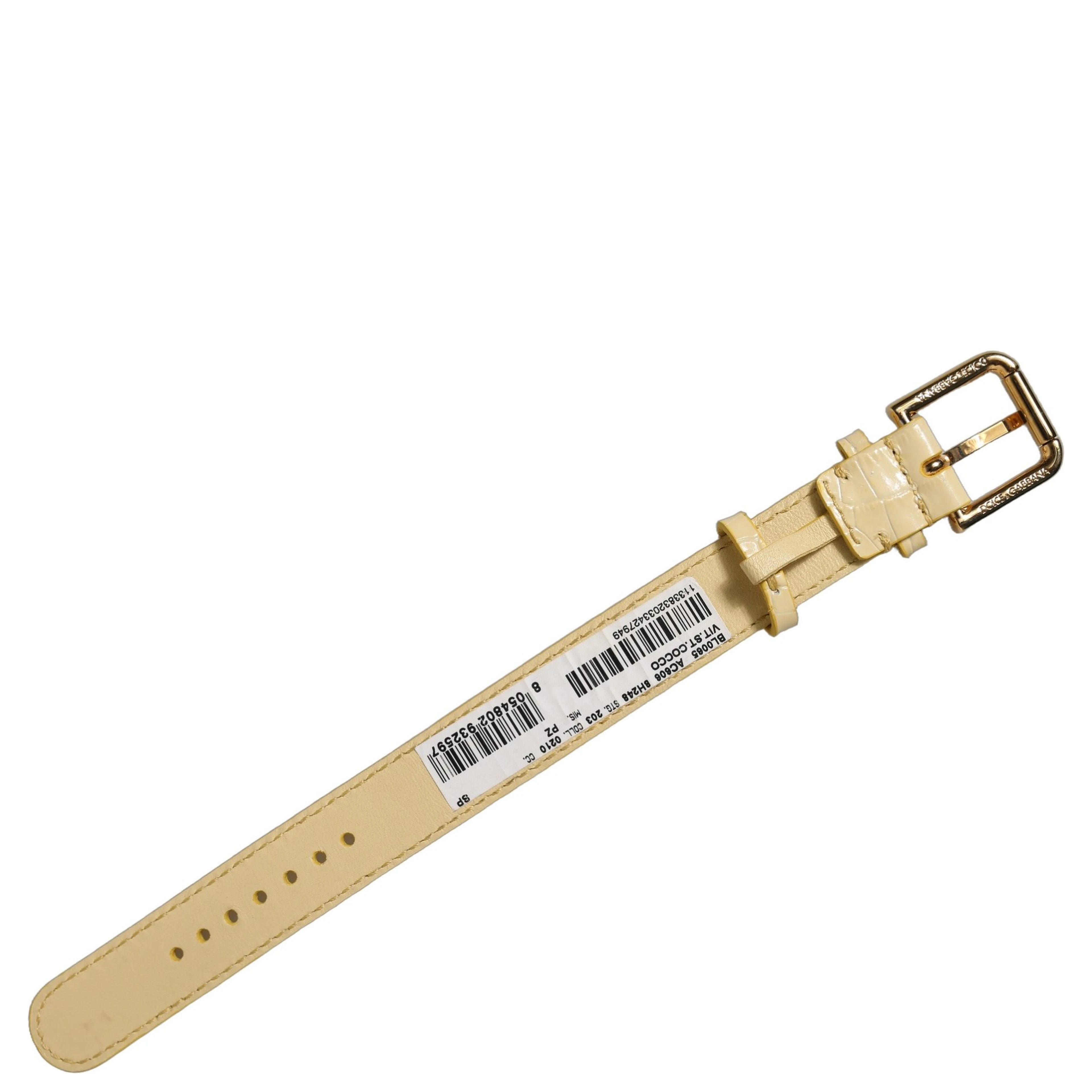Beige Embossed Leather Gold Buckle Belt Strap Bracelet
