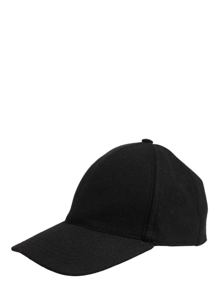 Men Black Wool Baseball Cap 6 Panels Hat