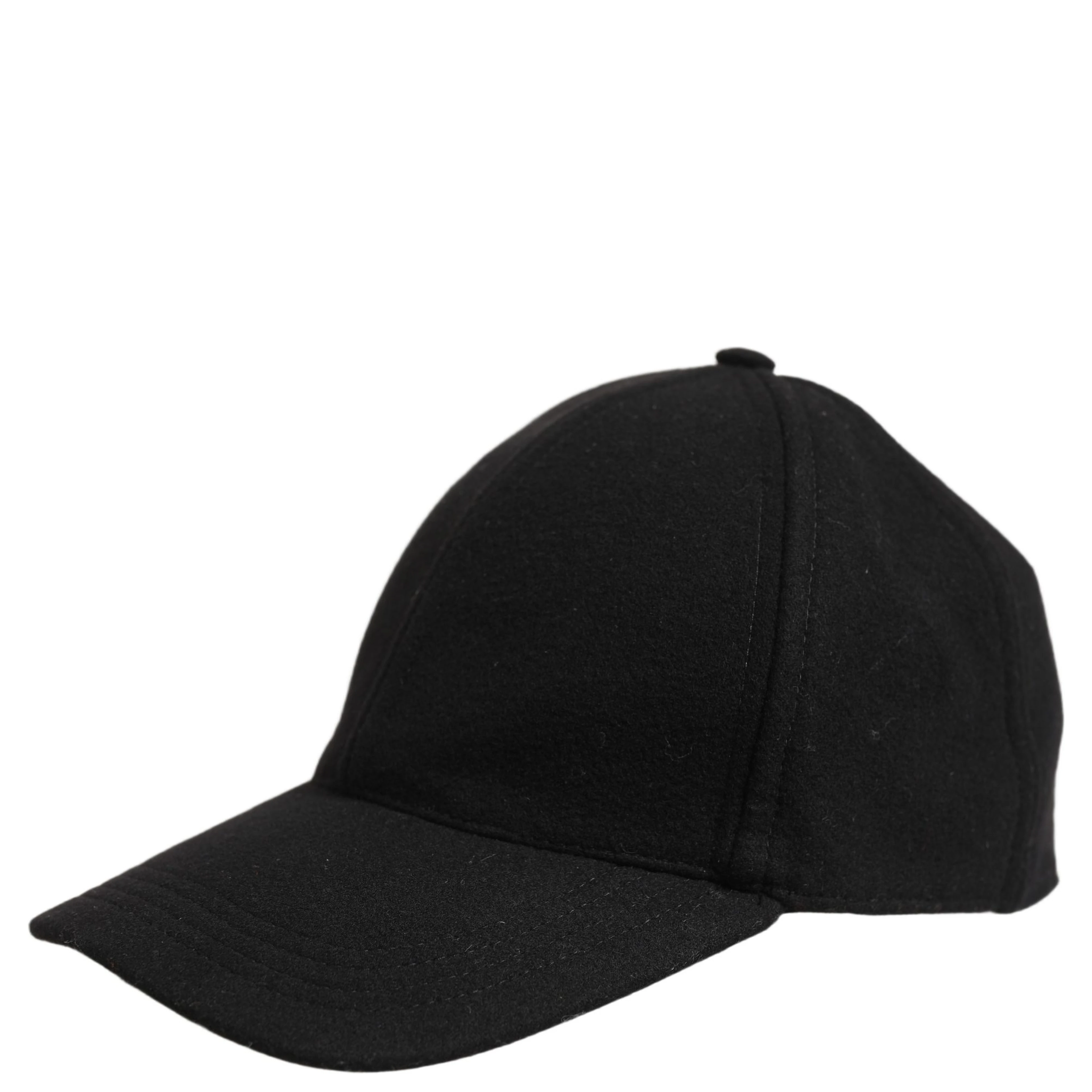 Men Black Wool Baseball Cap 6 Panels Hat