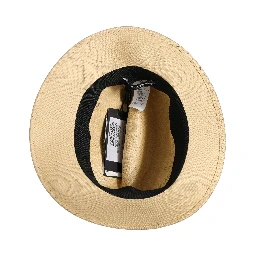 Men Beige Paper Straw Fedora Panama Capello Hat