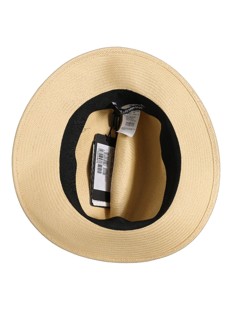 Men Beige Paper Straw Fedora Panama Capello Hat