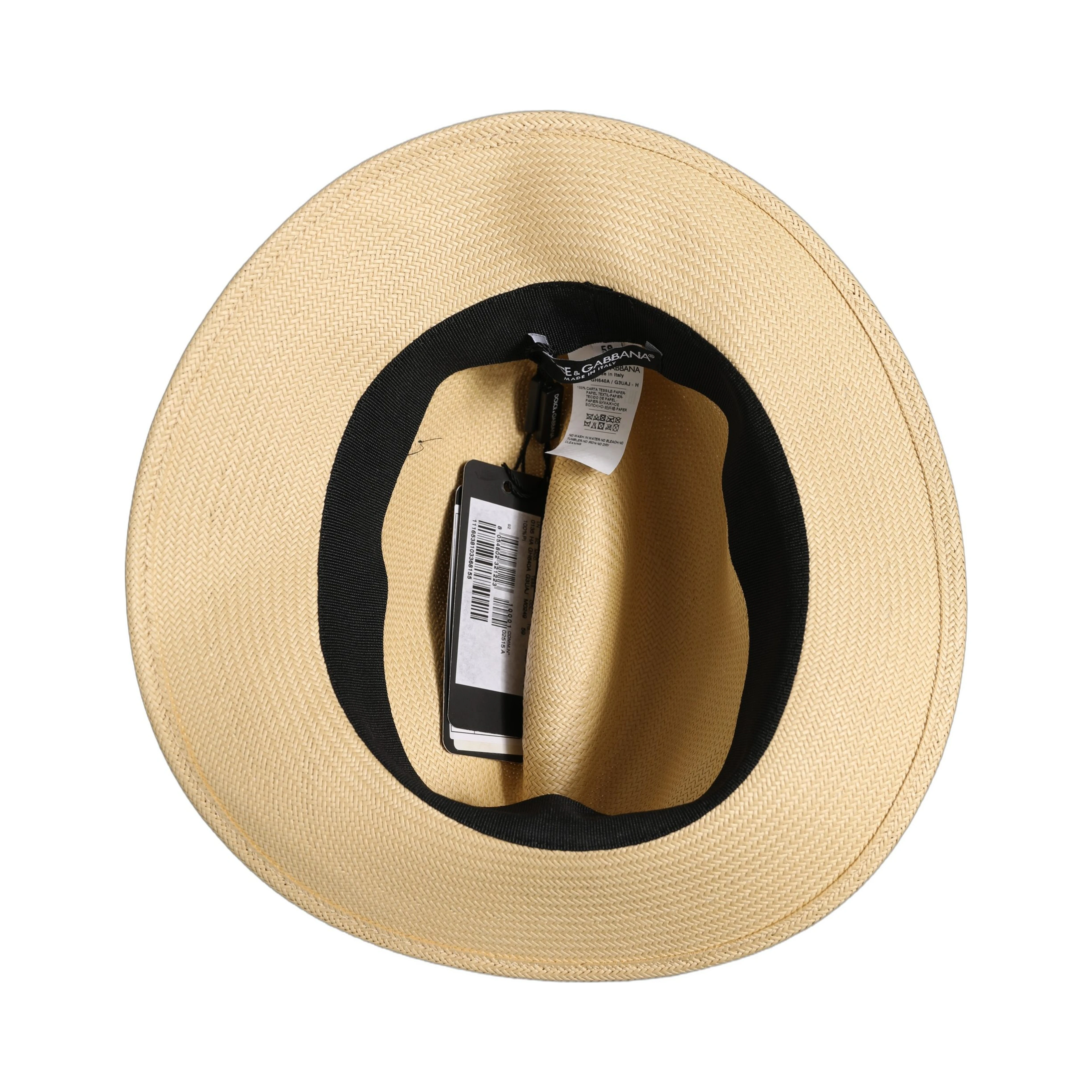 Men Beige Paper Straw Fedora Panama Capello Hat