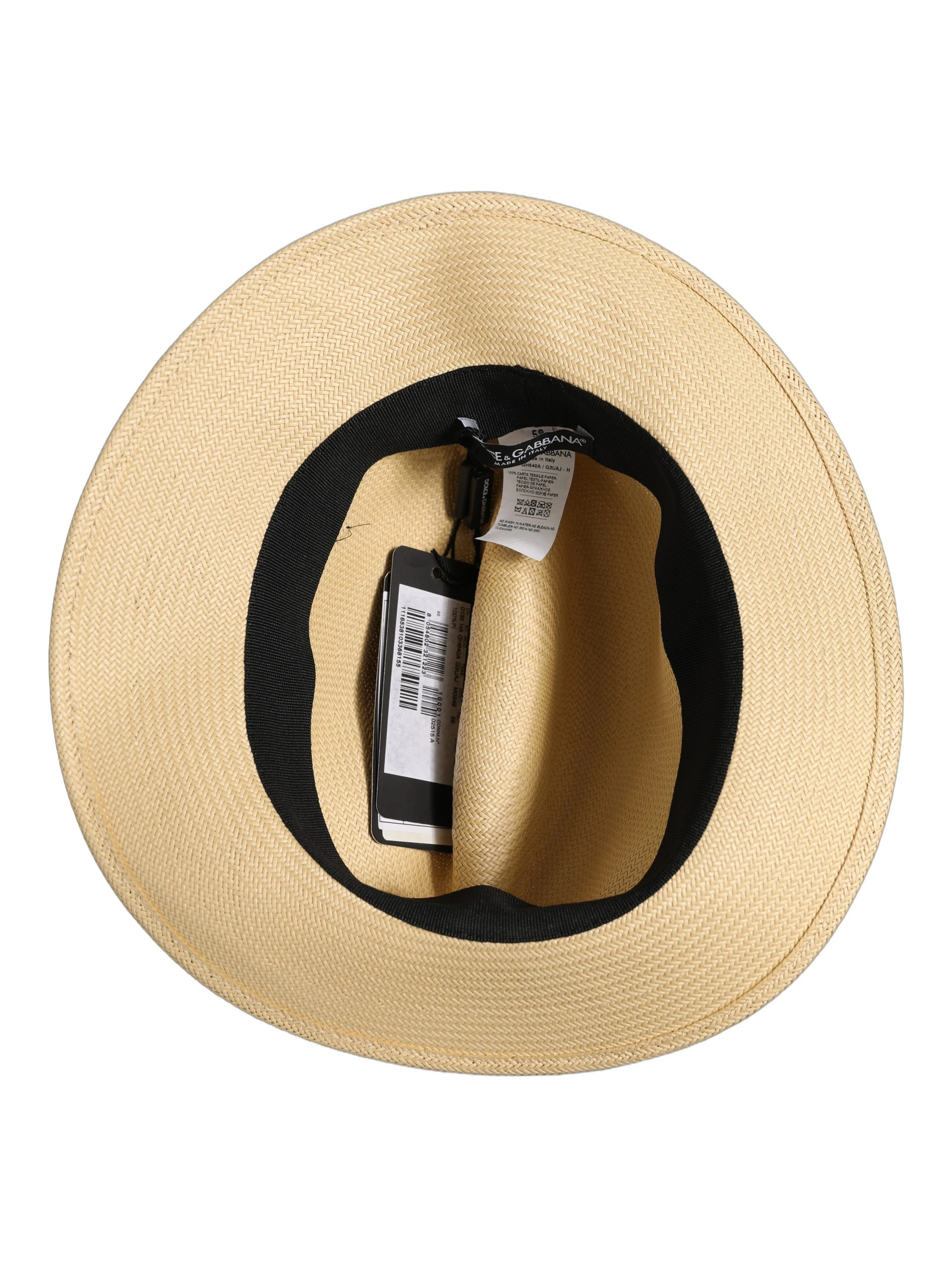 Men Beige Paper Straw Fedora Panama Capello Hat