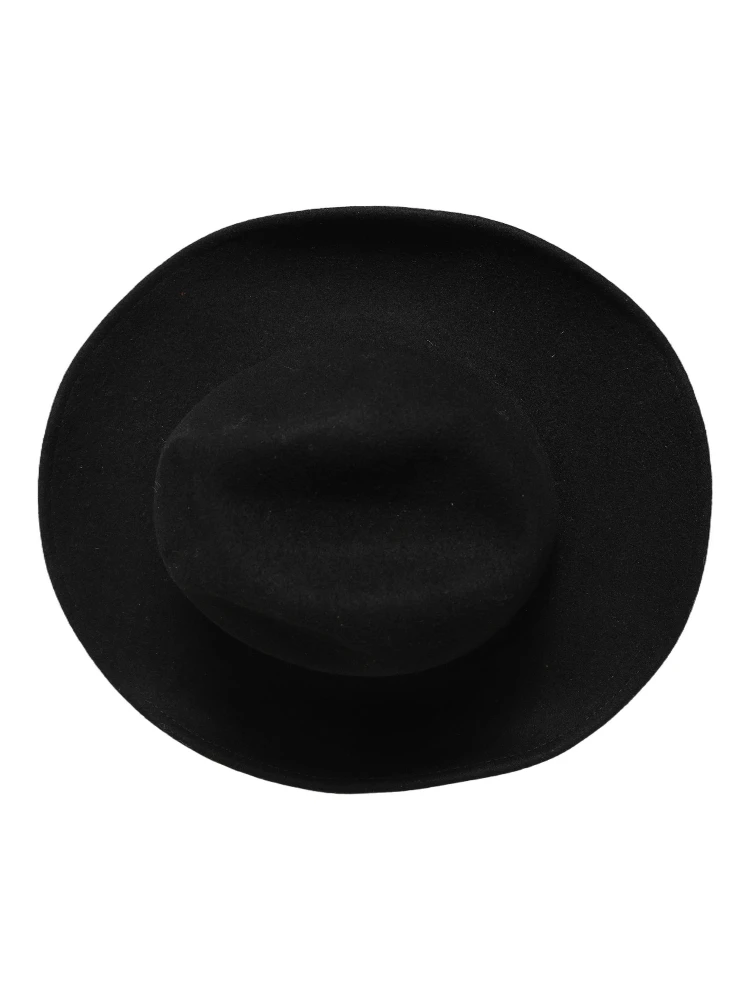 Men Black Classic Wide Brim Fedora Capello Hat alternative