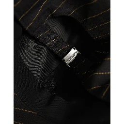 Black Gold Pinstriped Cotton Baseball Cap Hat