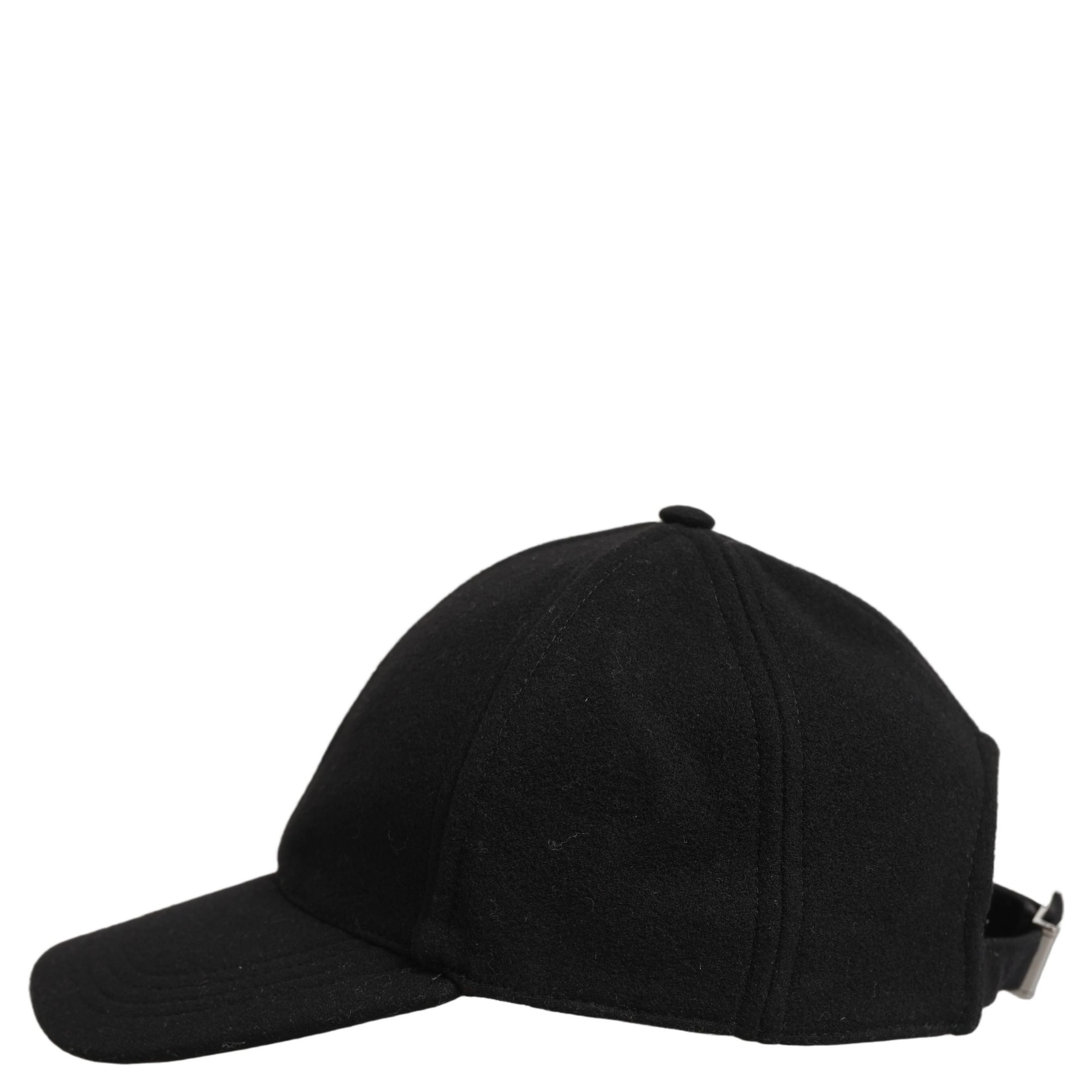 Men Black Wool Baseball Cap 6 Panels Hat