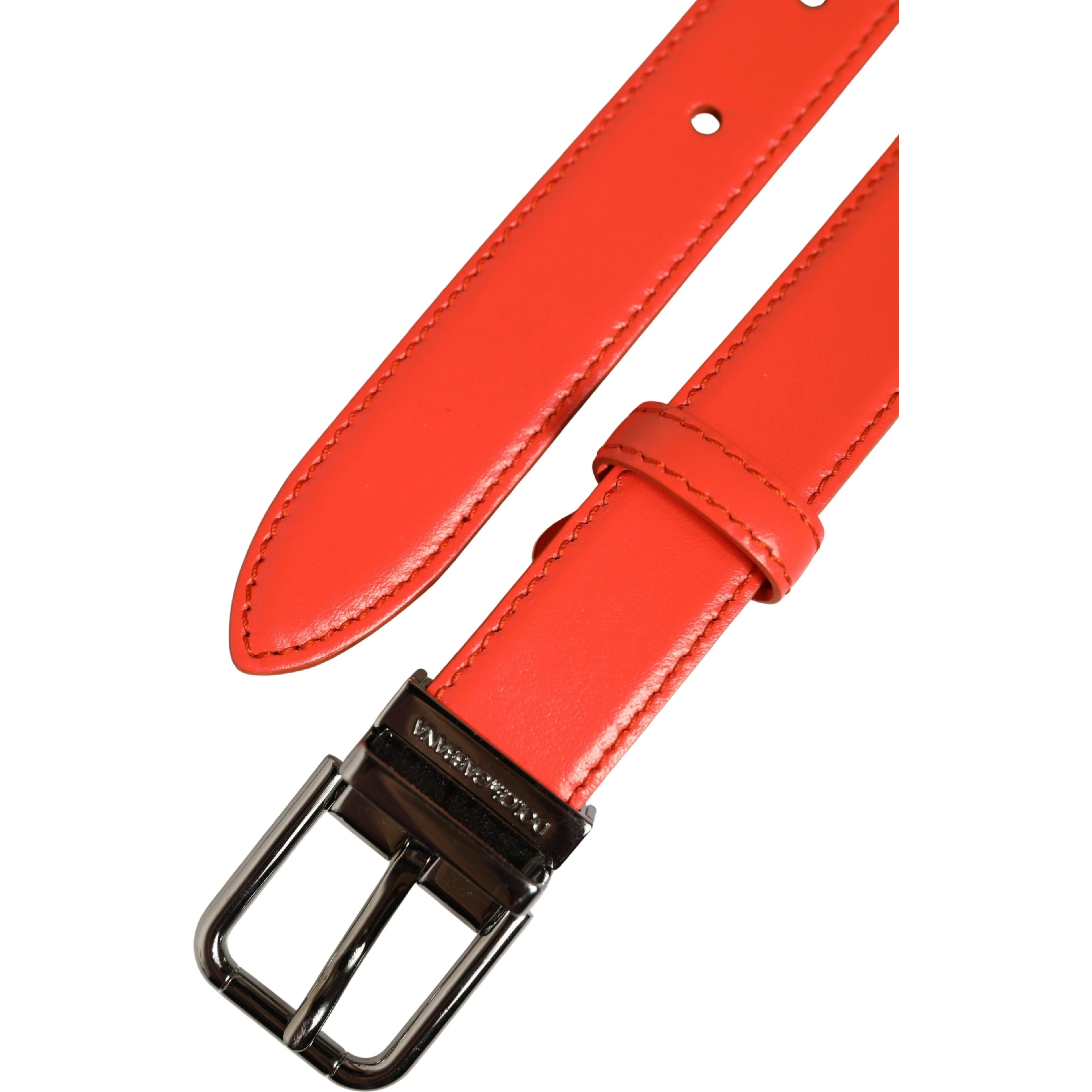 Red Leather Silver Metal Buckle Cintura Belt