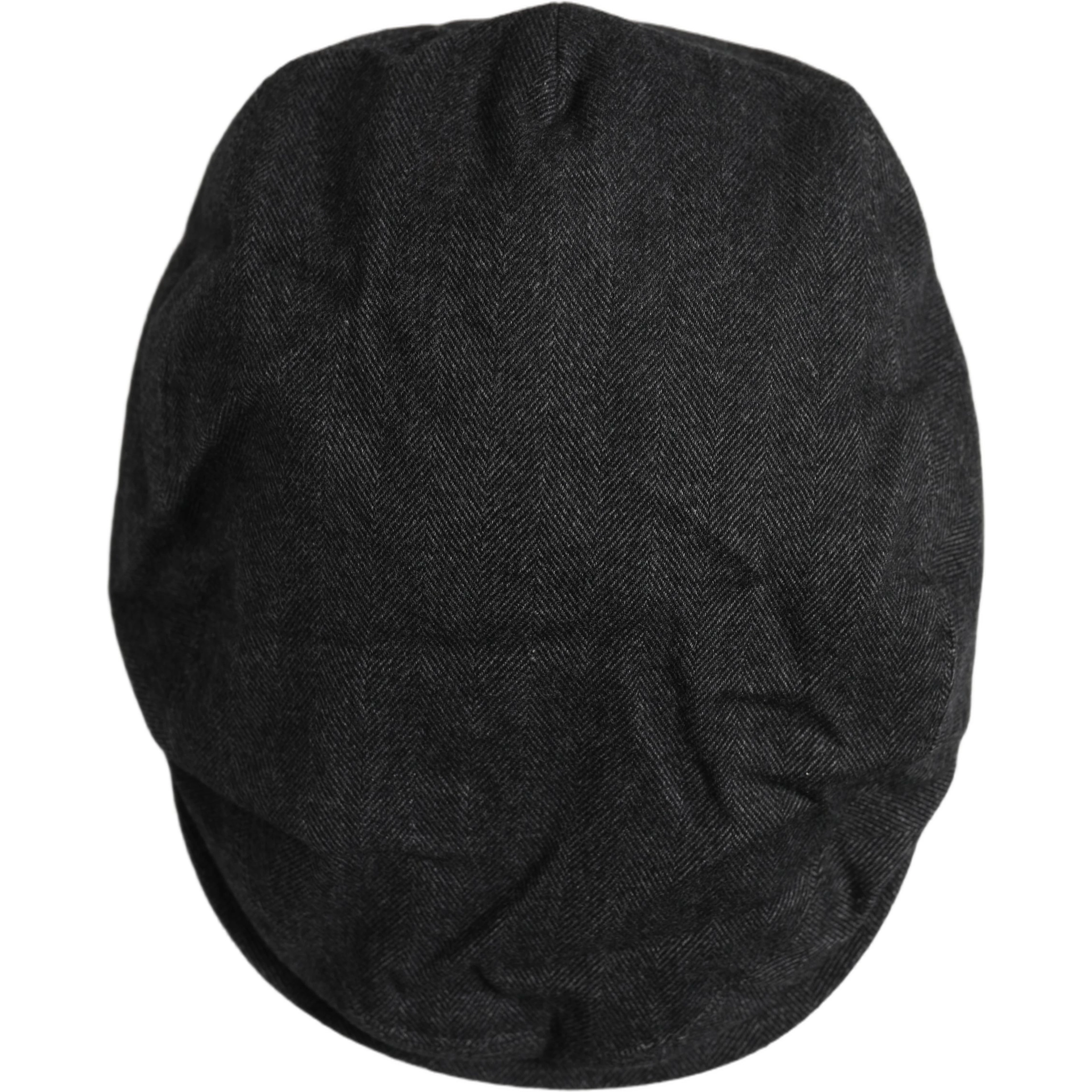 Men Black Cotton Flat Cloth Newsboy Cap Hat