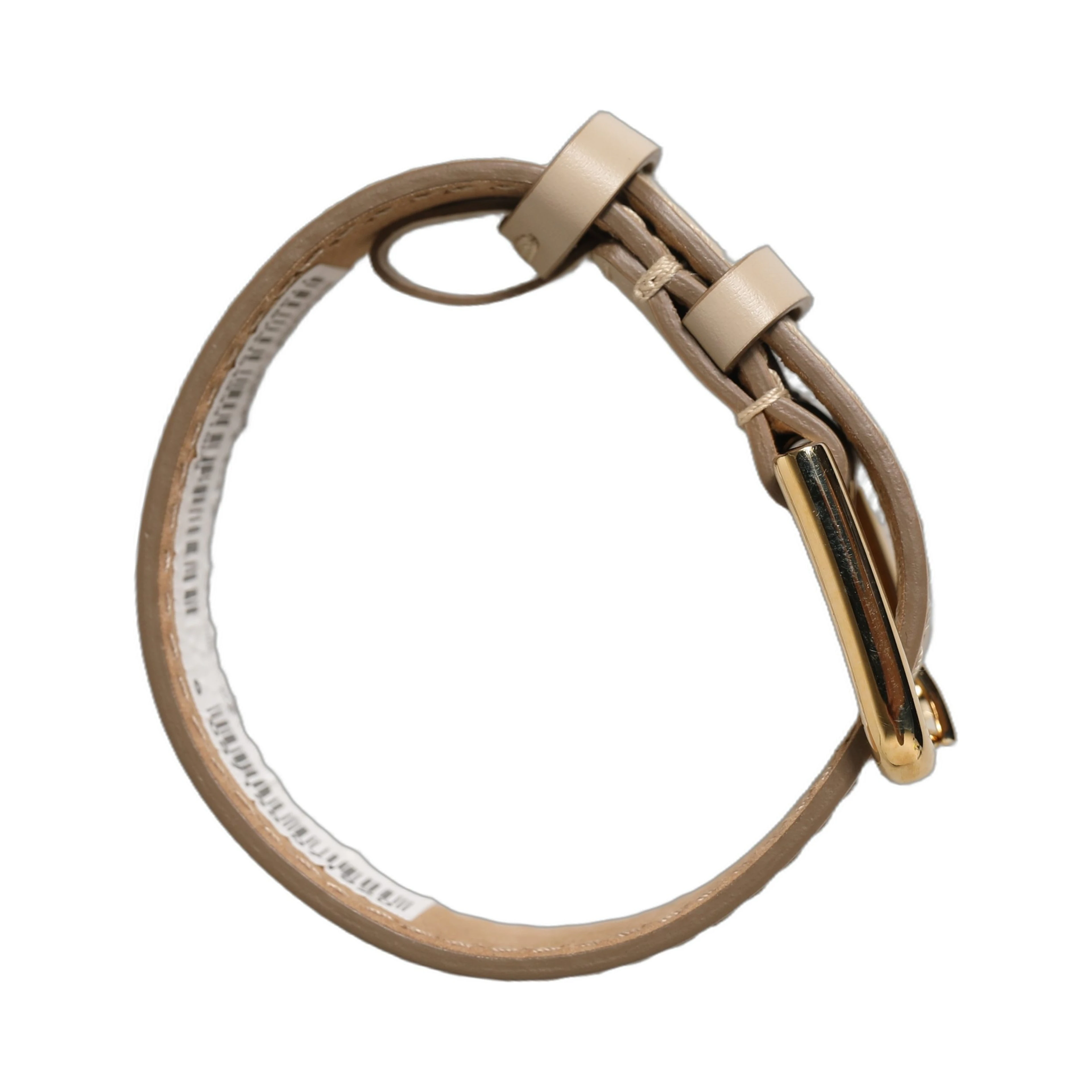 Beige Calfskin Leather Gold Buckle Belt Strap Bracelet