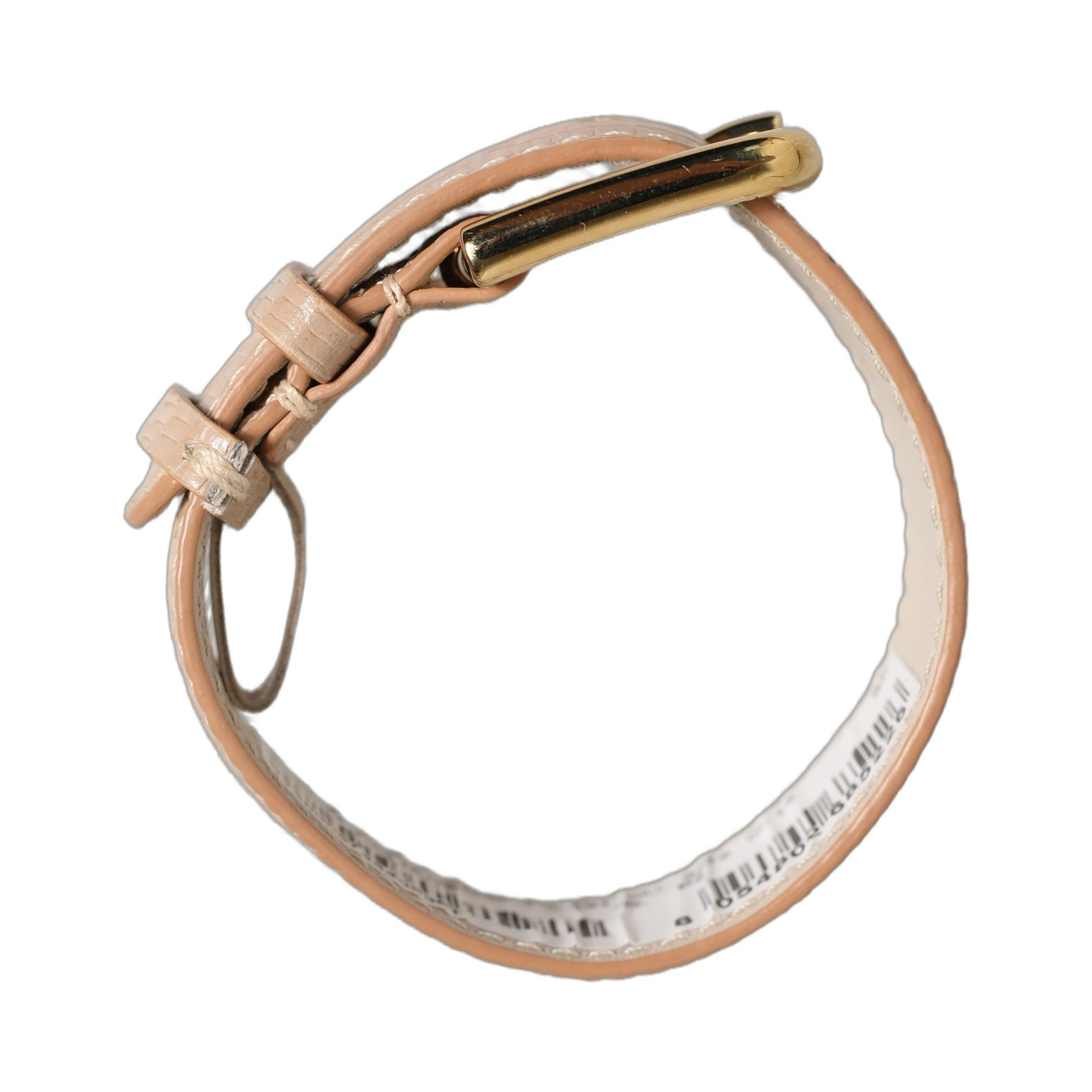 Beige Textured Leather Gold Buckle Belt Strap Bracelet
