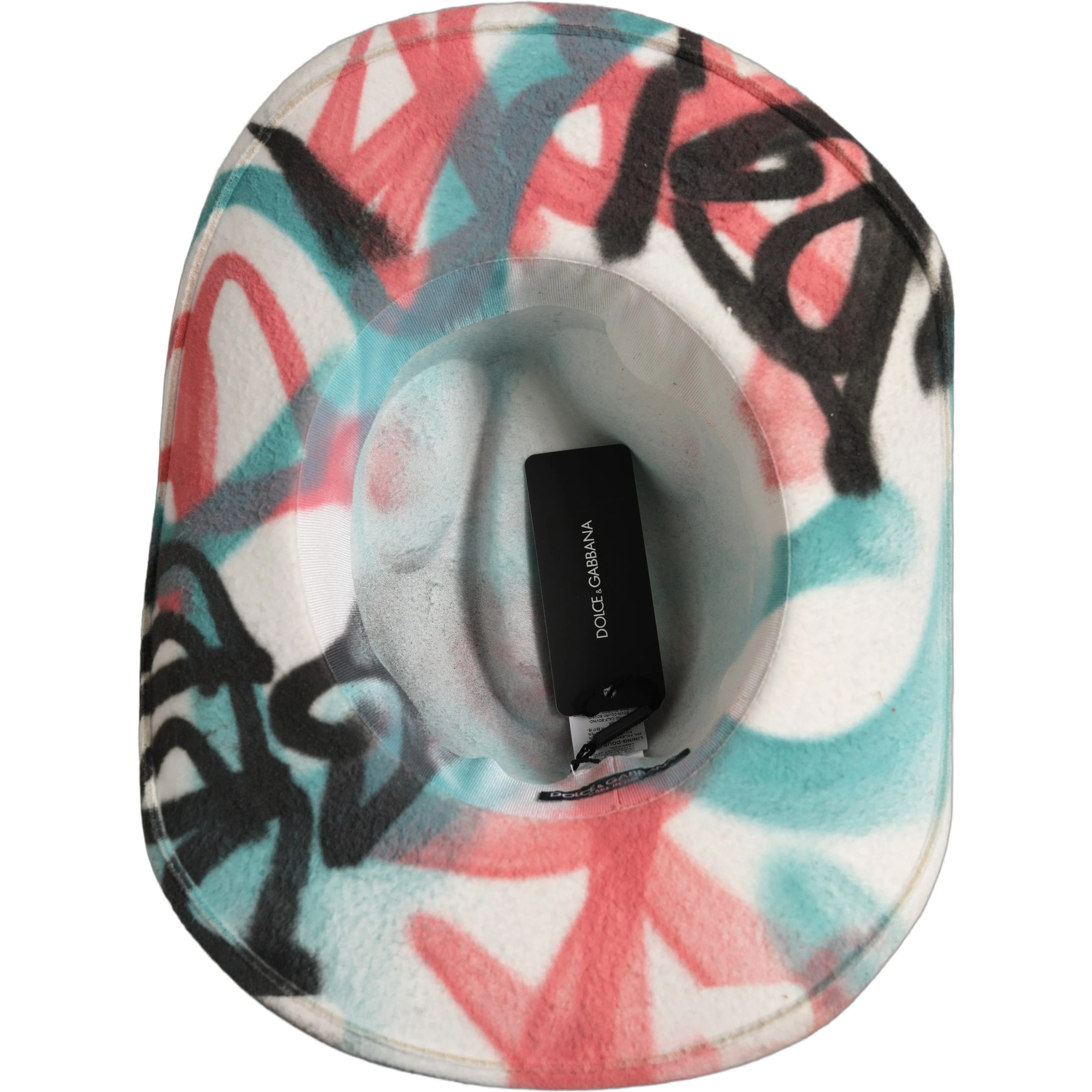Men White Graffiti Wide Brim Fedora Capello Hat