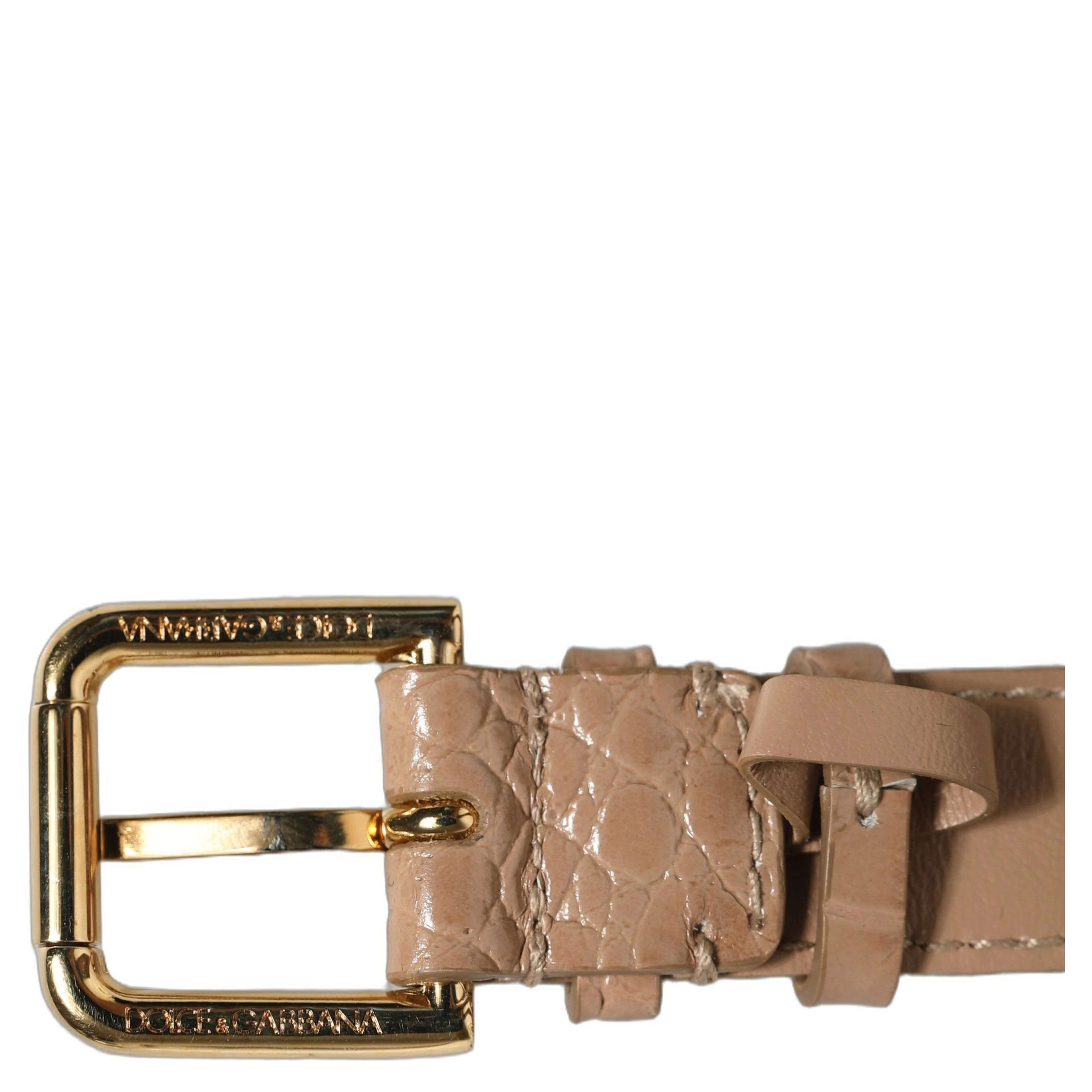 Brown Embossed Leather Gold Buckle Belt Strap Bracelet
