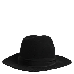 Men Black Classic Wide Brim Fedora Capello Hat