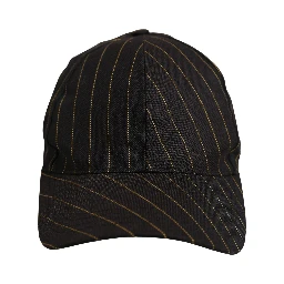Black Gold Pinstriped Cotton Baseball Cap Hat