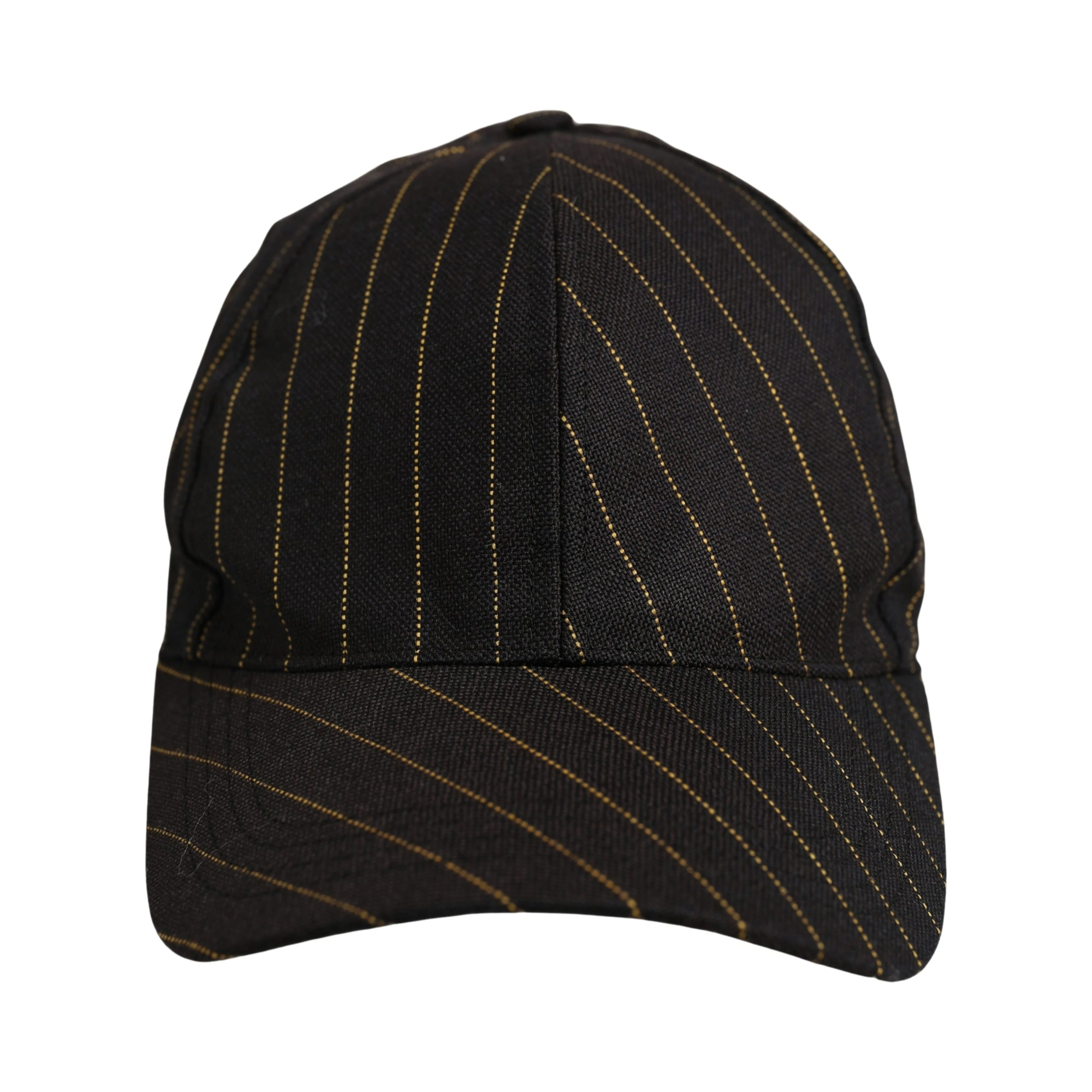 Black Gold Pinstriped Cotton Baseball Cap Hat
