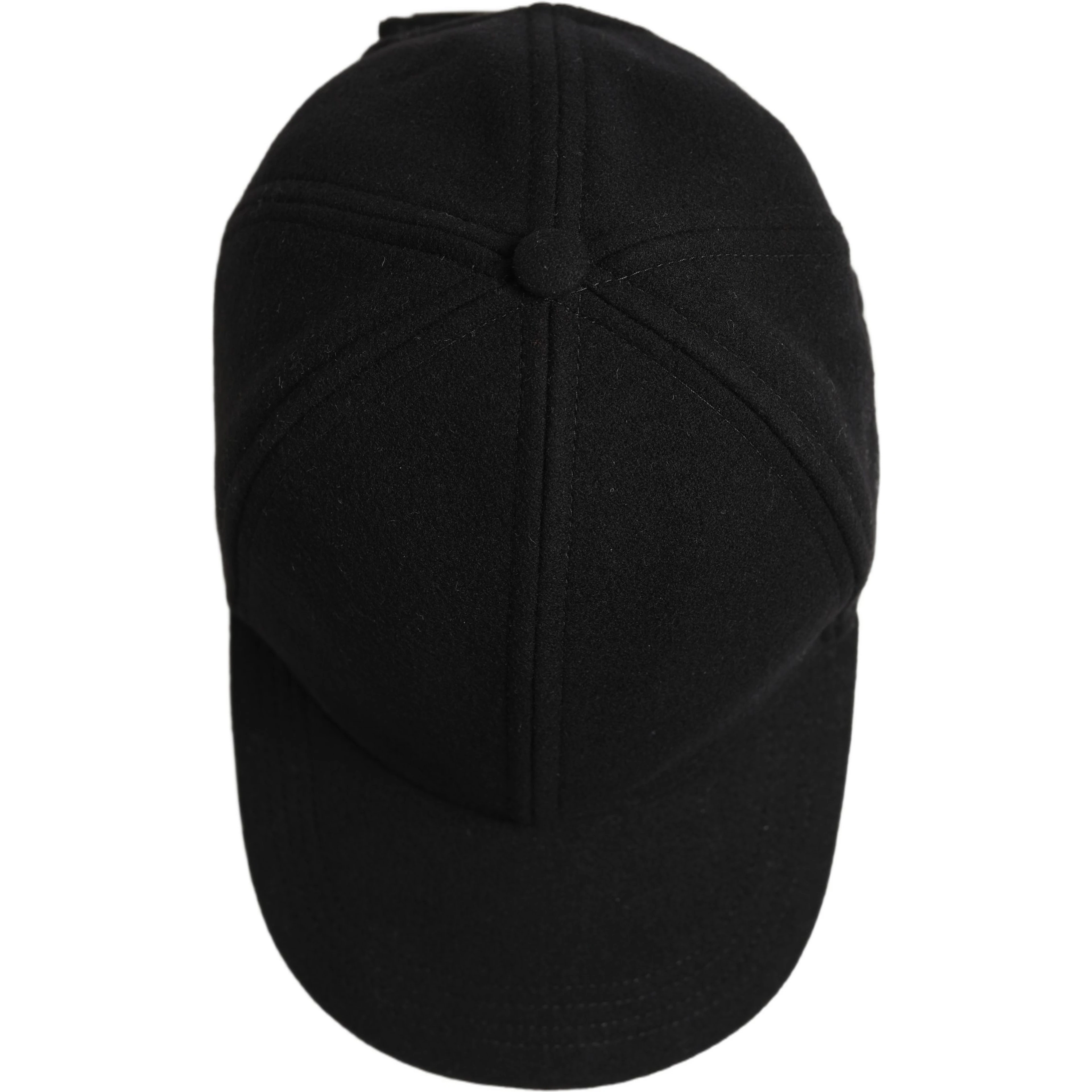 Men Black Wool Baseball Cap 6 Panels Hat