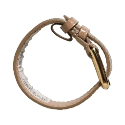 Brown Embossed Leather Gold Buckle Belt Strap Bracelet