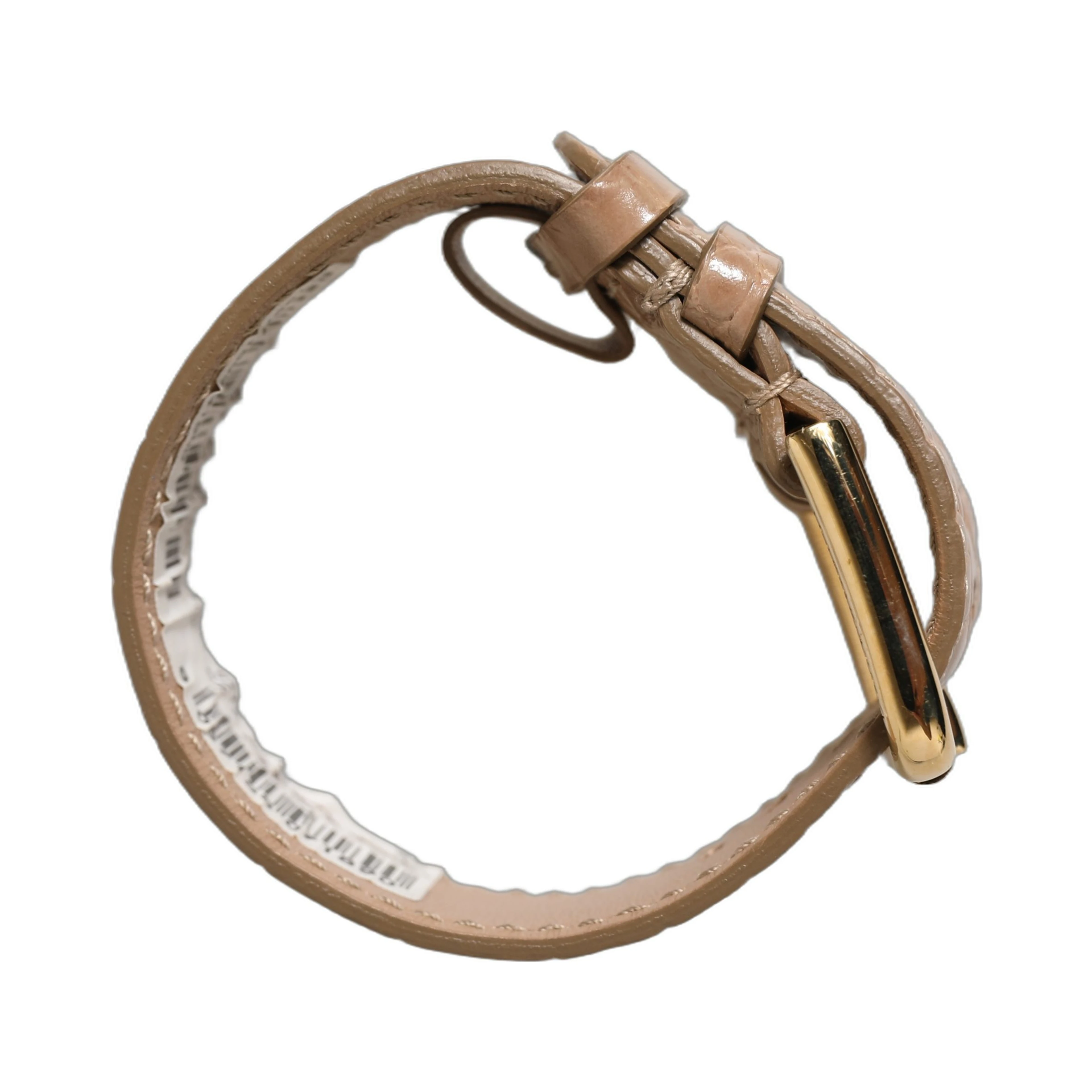 Brown Embossed Leather Gold Buckle Belt Strap Bracelet