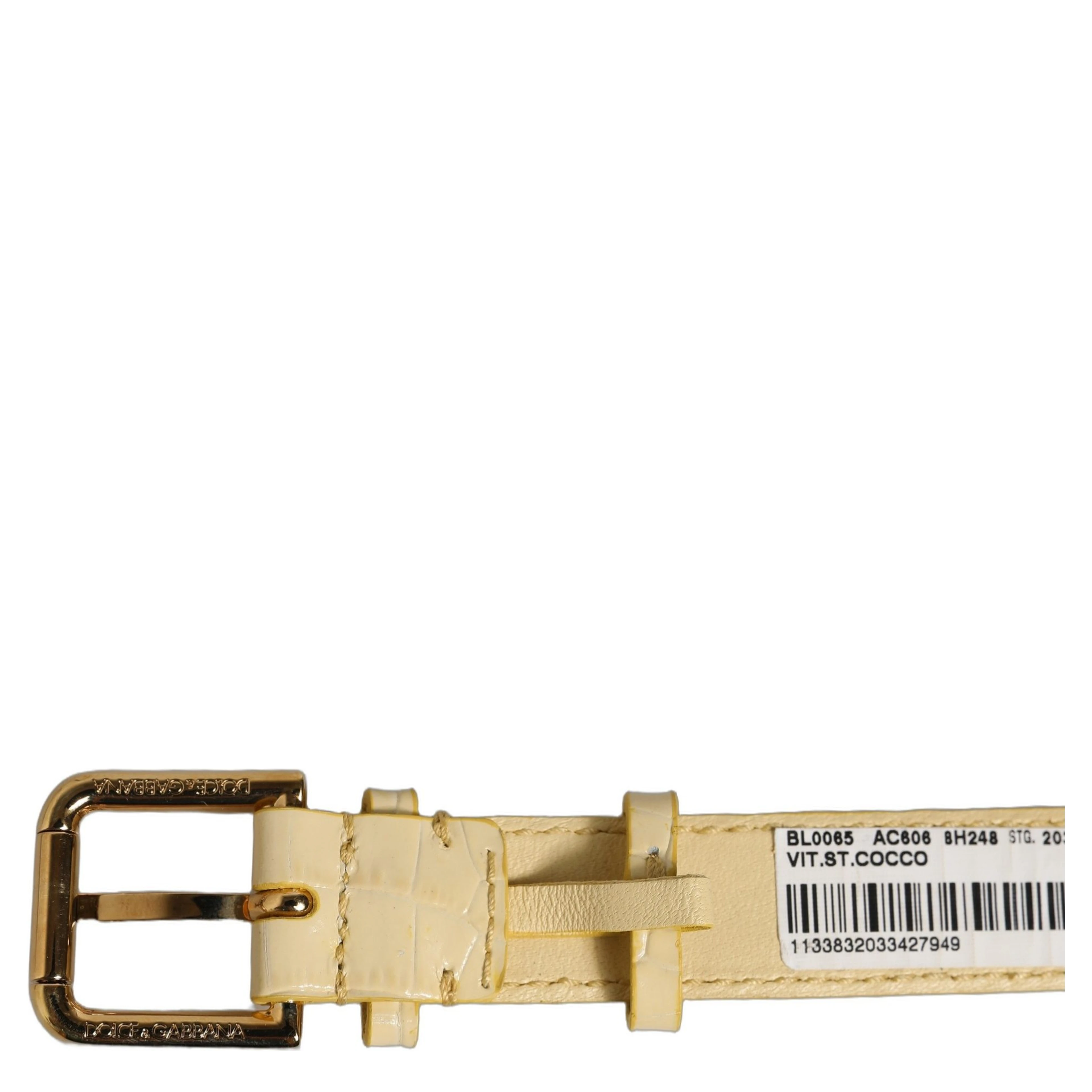 Beige Embossed Leather Gold Buckle Belt Strap Bracelet