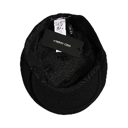 Men Black Wool Blend Flat Cloth Newsboy Cap Hat