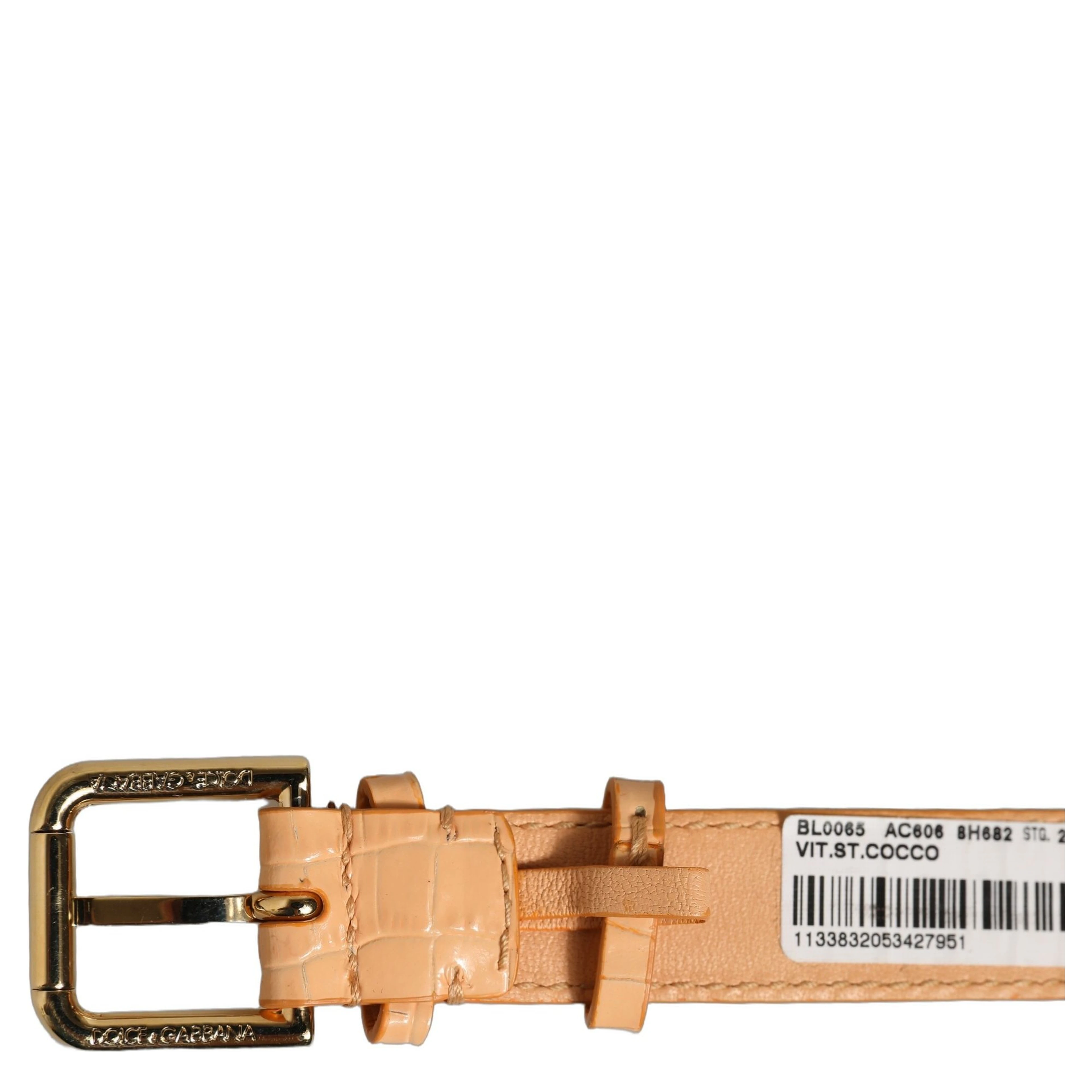 Beige Embossed Leather Gold Buckle Belt Strap Bracelet