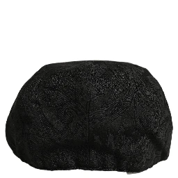 Men Black Floral Jacquard Newsboy Capello Hat