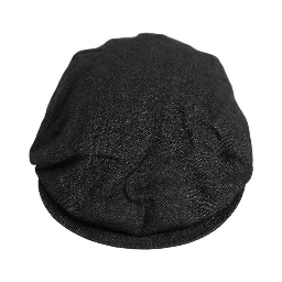 Men Black Cotton Flat Cloth Newsboy Cap Hat