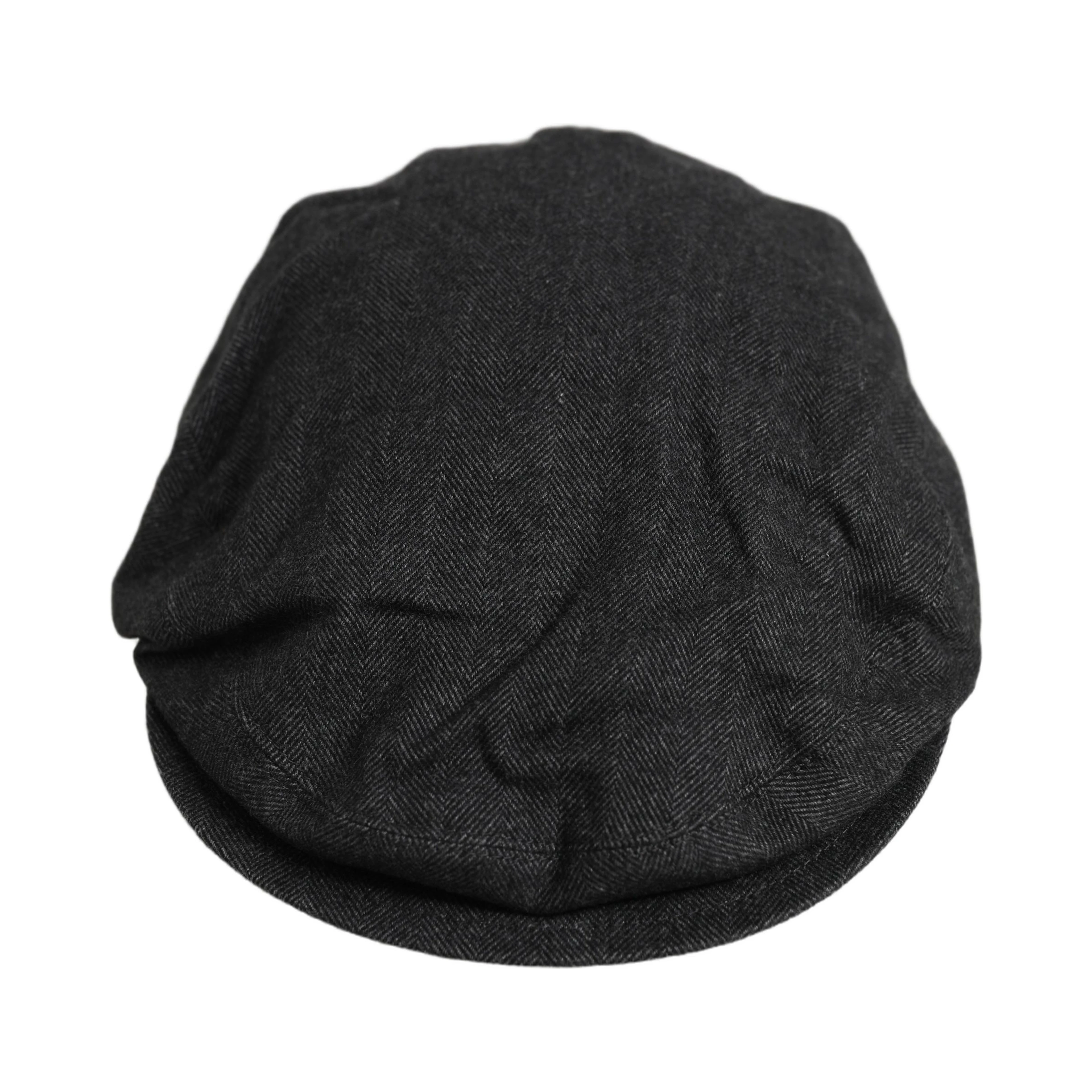 Men Black Cotton Flat Cloth Newsboy Cap Hat
