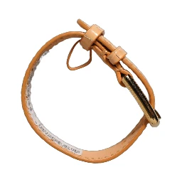 Beige Embossed Leather Gold Buckle Belt Strap Bracelet
