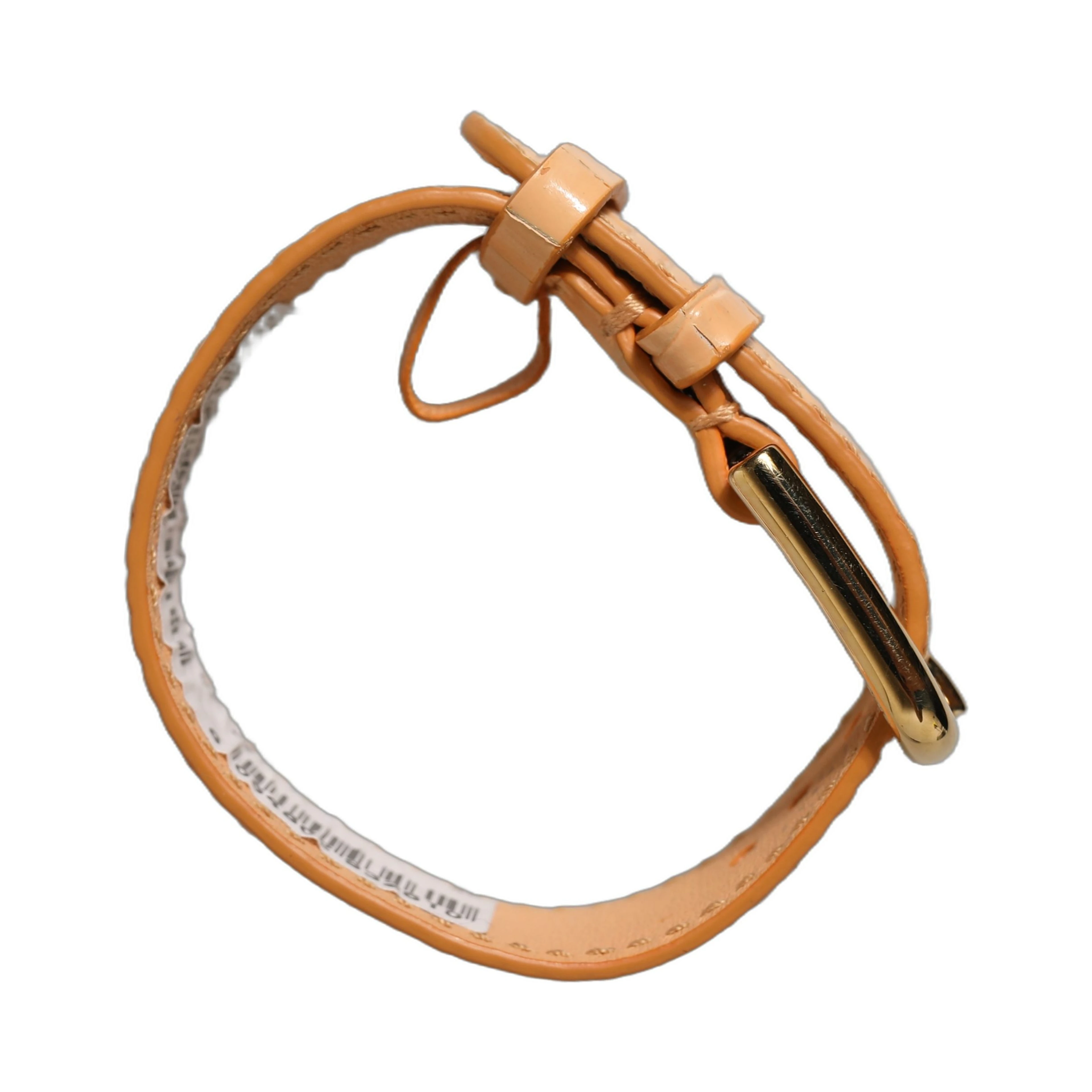 Beige Embossed Leather Gold Buckle Belt Strap Bracelet