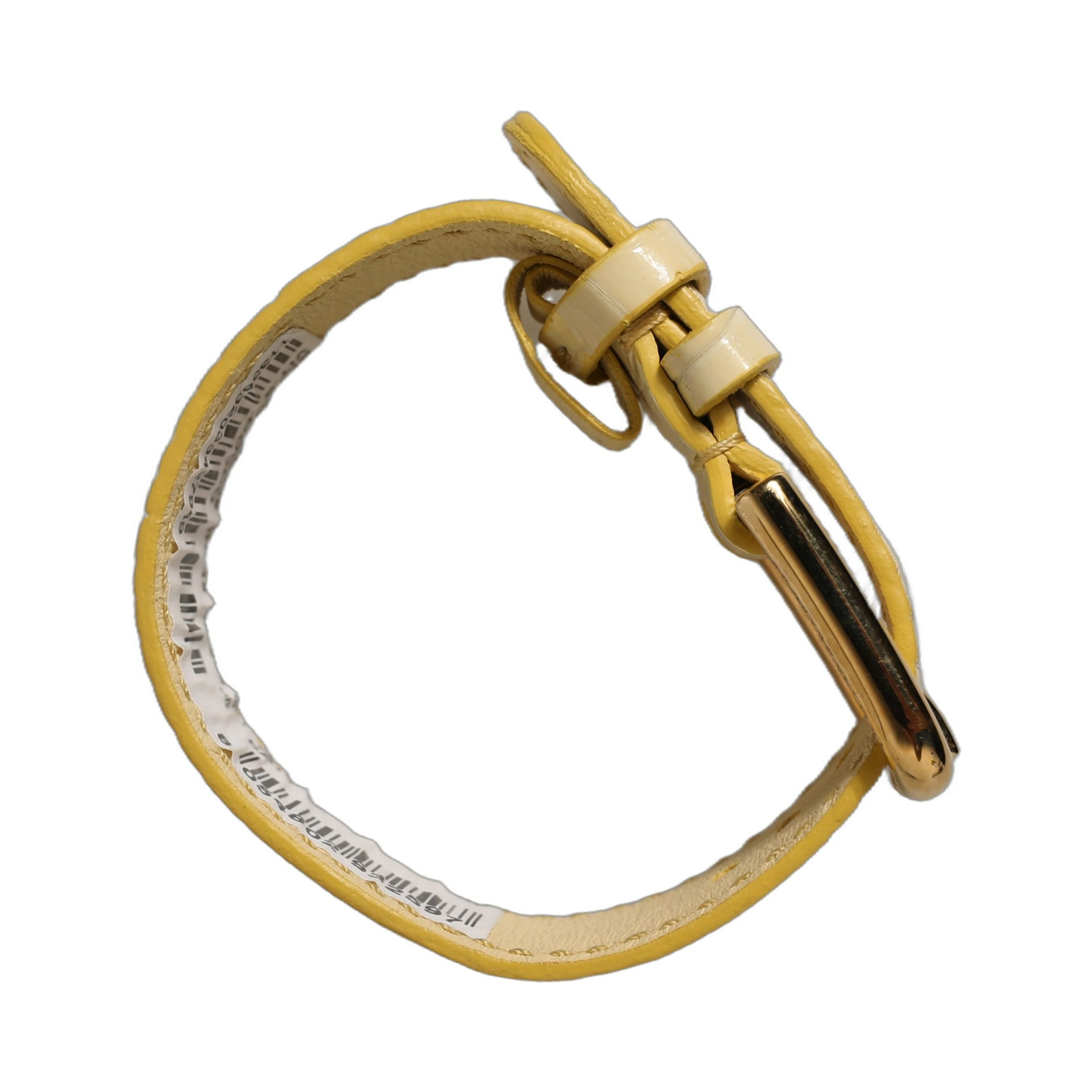Beige Embossed Leather Gold Buckle Belt Strap Bracelet