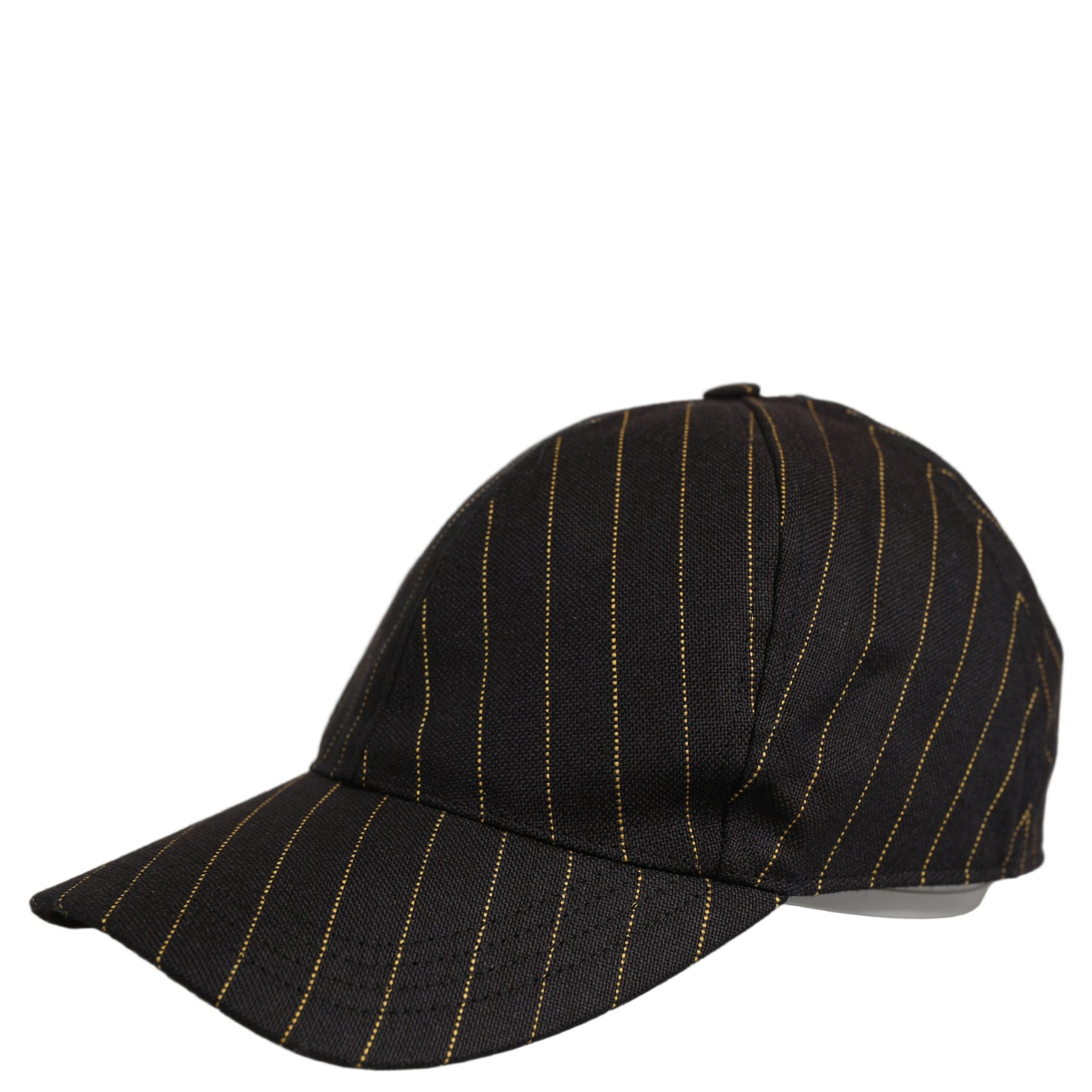 Black Gold Pinstriped Cotton Baseball Cap Hat