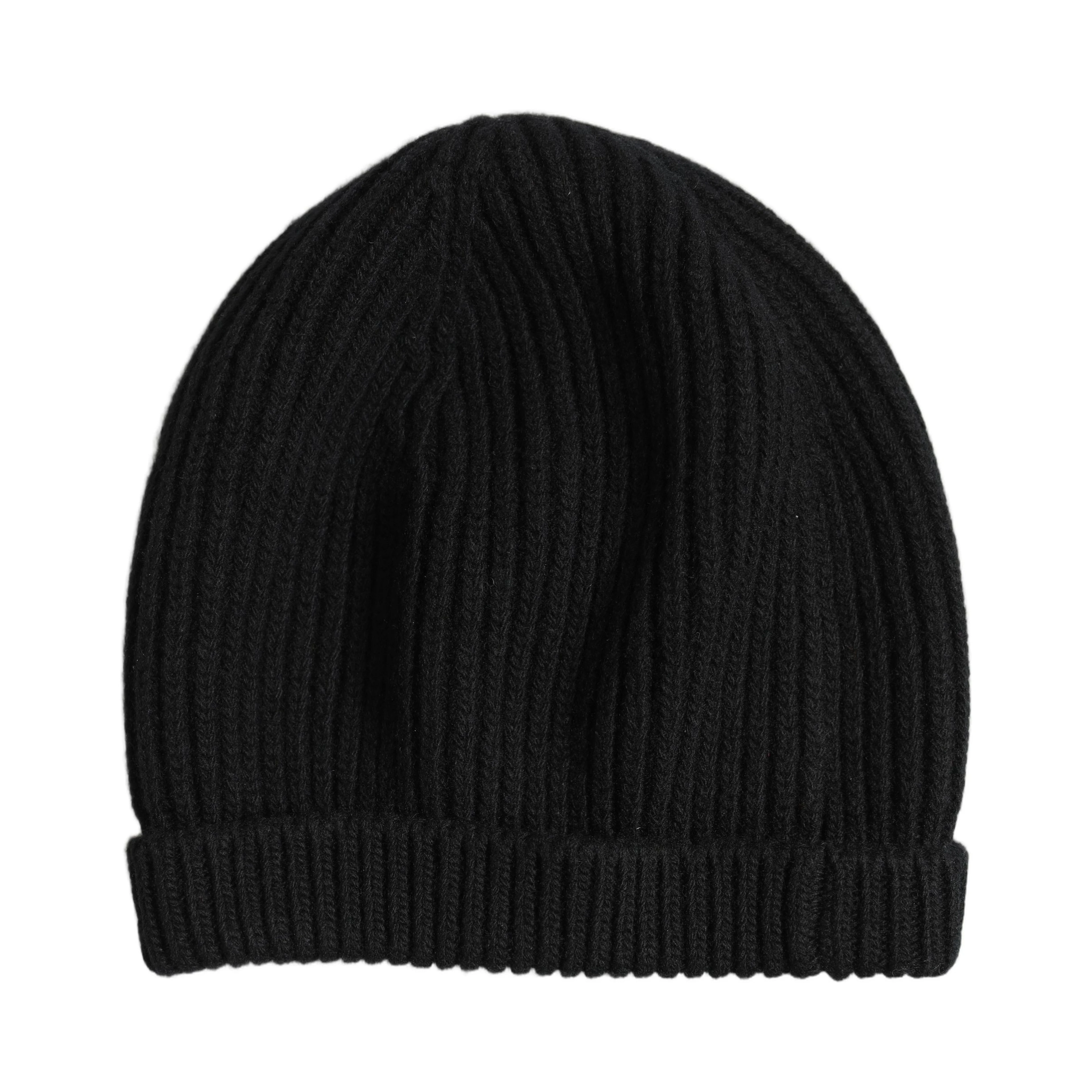Men Black Wool Knitted Winter Beanie Capello One Hat