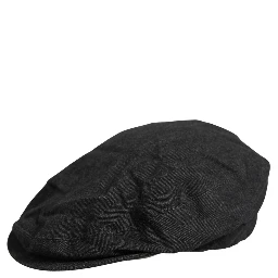 Men Black Cotton Flat Cloth Newsboy Cap Hat