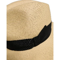 Men Beige Paper Straw Fedora Panama Capello Hat